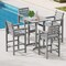 Modern 30 Inch Square Bar Table with Slatted Design for Poolside and Balcony